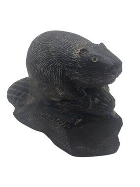 Edmund Wolf Originals Beaver Figurine Resin Inuit Design Canada Collectible Vtg